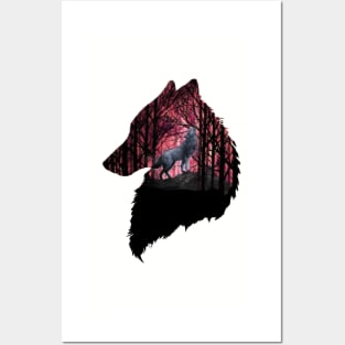 wolf in the woods Posters and Art